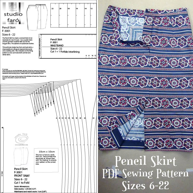 Pencil Skirt with Lining - Sizes 6-22 (download)