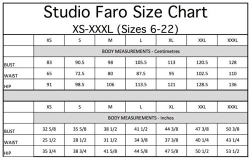 Measurements and size chart